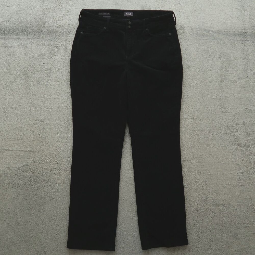 NYDJ Women's Size 14 Black High-Rise Marilyn Straight Corduroy 31.5" Inseam